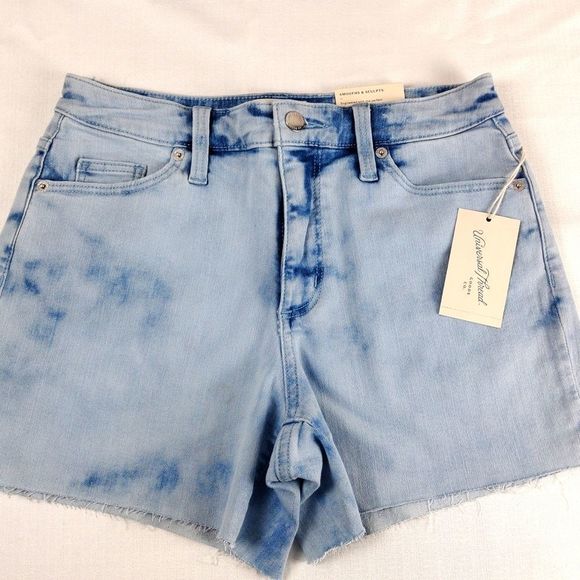 Universal Thread High Rise Acid Wash Frayed Hem Denim Shorts New Size 4 - Picture 3 of 11